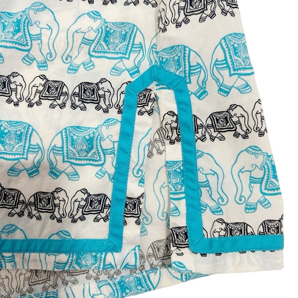 Crown & Ivy Beach Elephant Print Tunic Coverup White Blue & Black Size Small - Picture 4 of 10